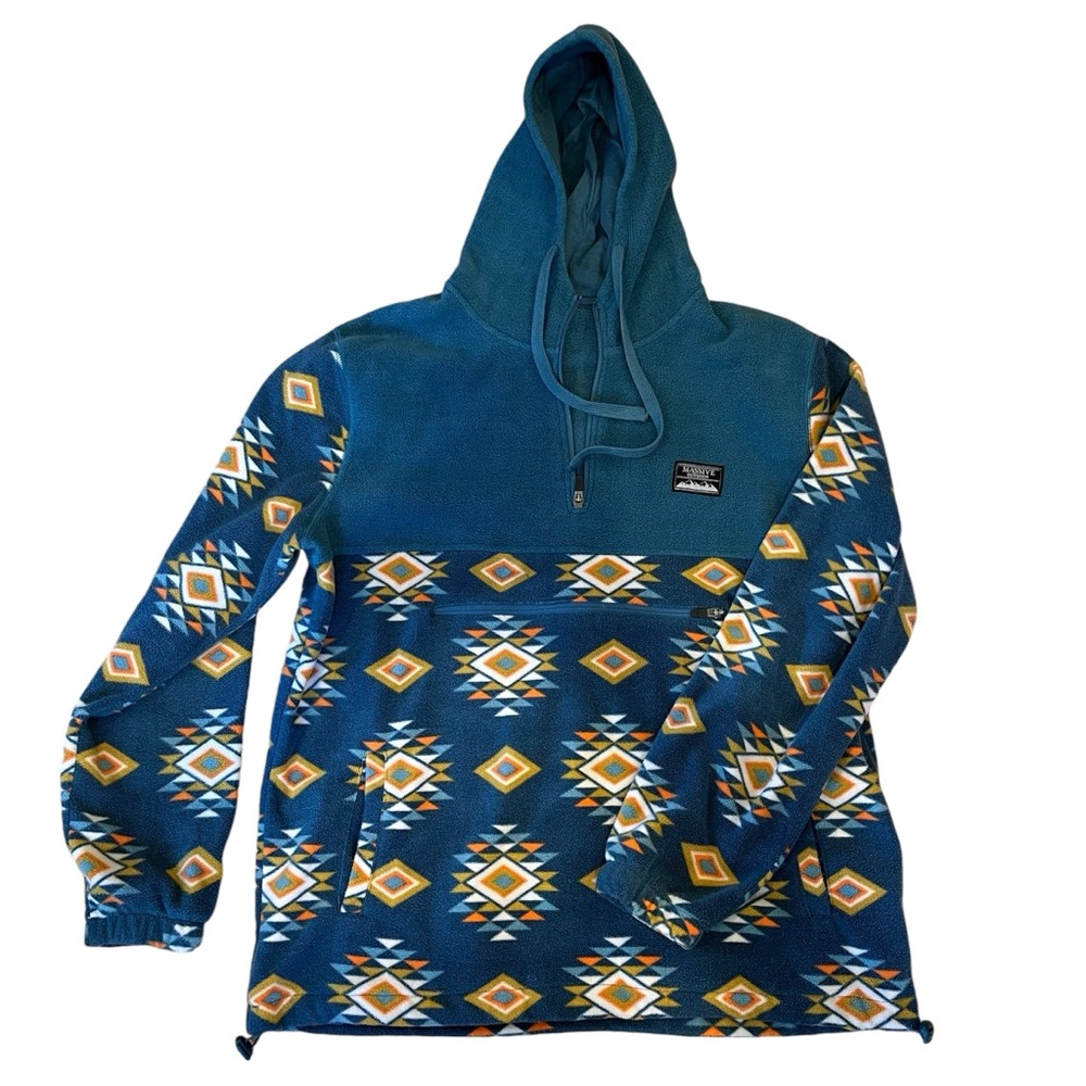 Massive Outdoors Blue Aztec Pattern Pullover Hoodie
